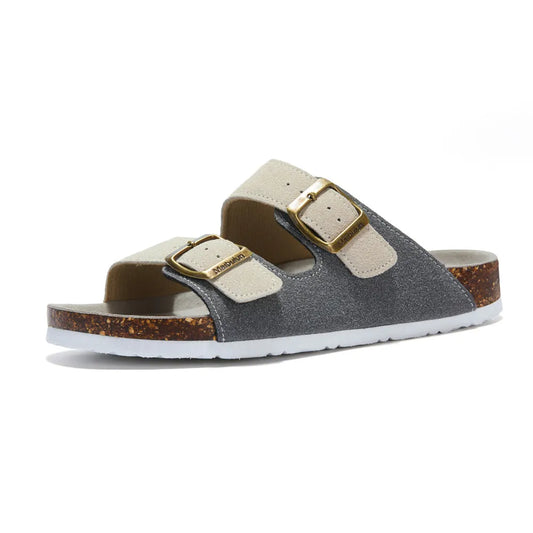Atrani Suede Sandal - Grey & Cream | Atrani