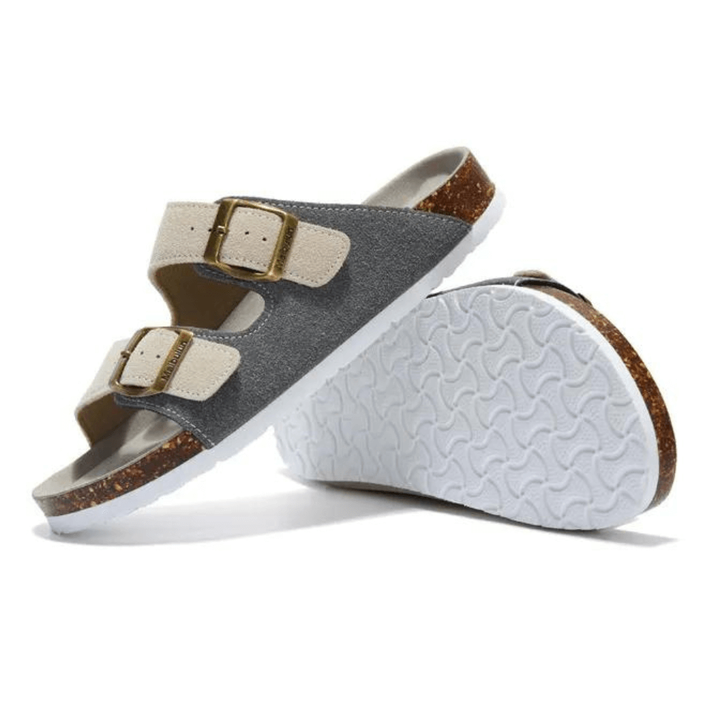 Atrani Suede Sandal - Grey & Cream | Atrani