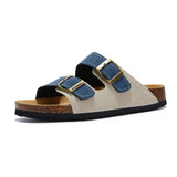 Atrani Suede Sandal - Cream & Blue