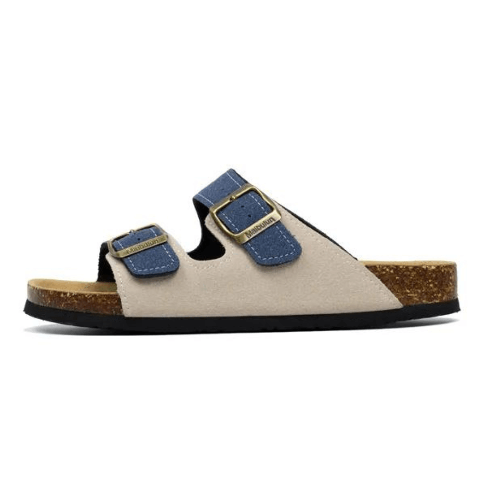 Atrani Suede Sandal - Cream & Blue | Atrani