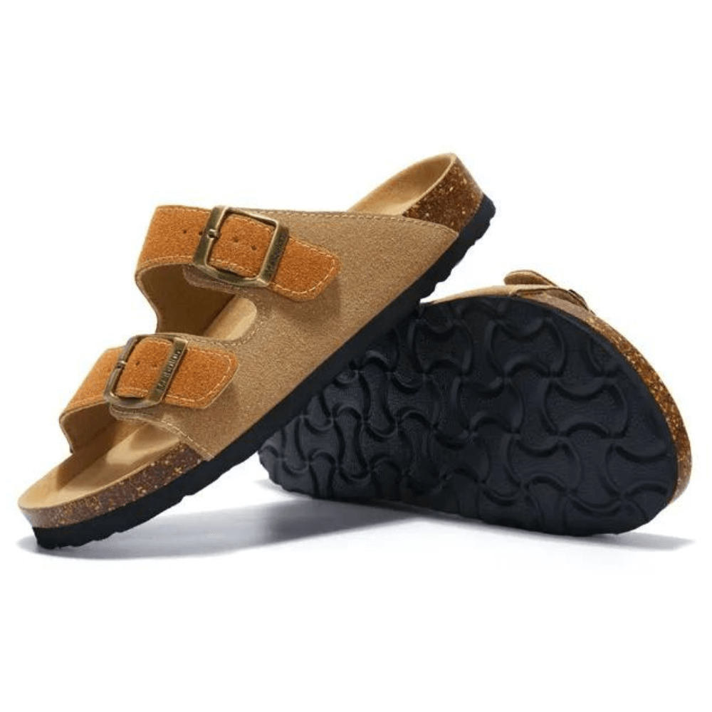 Atrani Suede Sandal - Light Brown & Caramel | Atrani