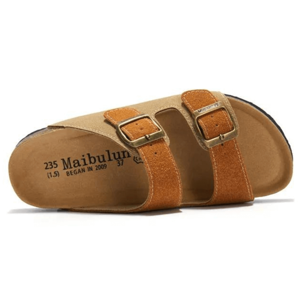 Atrani Suede Sandal - Light Brown & Caramel | Atrani
