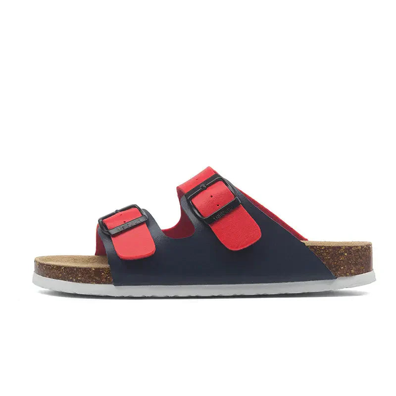 Atrani Leather Sandal - Blue & Red | Atrani