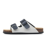 Atrani Leather Sandal - White & Blue
