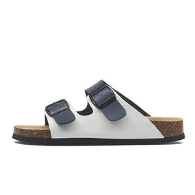 Atrani Leather Sandal - White & Blue