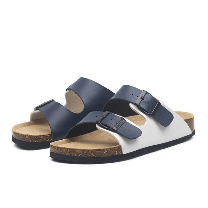 Atrani Leather Sandal - White & Blue | Atrani